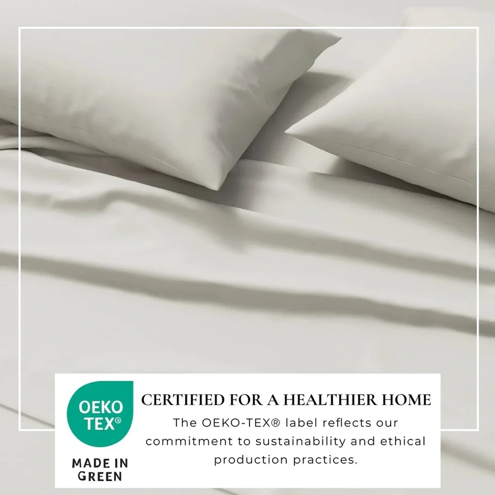 Cotton Heathered Melange Jersey Knit Bed Sheet Set, Queen, Green